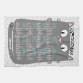 Linge De Cuisine 2025 Année Calendrier mensuel Mi-Siècle Gris Chat (Horizontal)