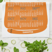 Linge De Cuisine 2025 Année Calendrier mensuel Mi-Siècle Orange Cha (Plié)