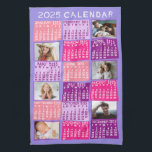 Linge De Cuisine 2025 Année Calendrier mensuel mûre photo Collage<br><div class="desc">Cette serviette de cuisine mensuelle personnalisée 2025 année calendrier a un look géométrique moderne du milieu du siècle avec blocs de couleur asymétriques et typographie de style papier découpé. Les couleurs sont toutes dans les tons roses et violets. Utilisez les modèles faciles pour ajouter six de vos photos préférées (le...</div>