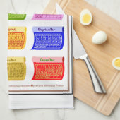 Linge De Cuisine 2025 Calendrier Bolt Fabric Police 12 Mois Couleur (Quart Plié)