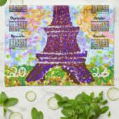 Linge De Cuisine 2026 Calendar Eiffel Tower Pointillism Landscape (Plié)