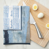 Linge De Cuisine 2026 Calendar Ocean Waves Beach Rocks Fabric Font (Quart Plié)