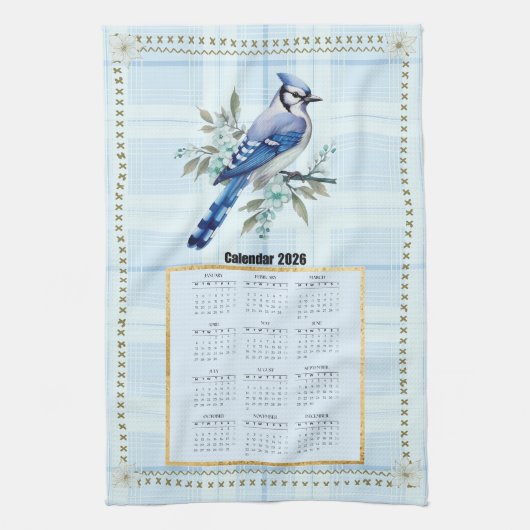 Linge De Cuisine 2026 Calendar Towel Bluejay 2 (Vertical)