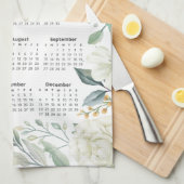 Linge De Cuisine 2026 Calendrier Aquarelle Eucalyptus Blanc Floral (Quart Plié)