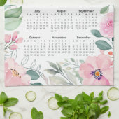 Linge De Cuisine 2026 Calendrier Aquarelle rose pâle Floral (Plié)