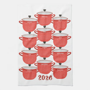 Linge De Cuisine 2026 Calendrier Cuisine Rouge Cookware