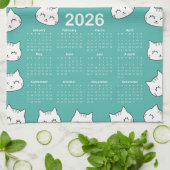 Linge De Cuisine 2026 Calendrier mignon chat visage Motif (Plié)