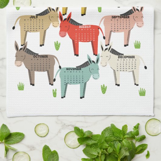 Linge De Cuisine 2026 Calendrier Tons de la Terre âne (Plié)
