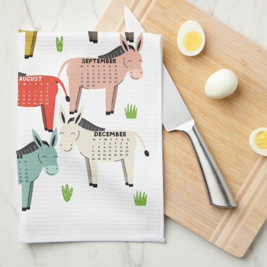 Linge De Cuisine 2026 Calendrier Tons de la Terre âne (Quart Plié)