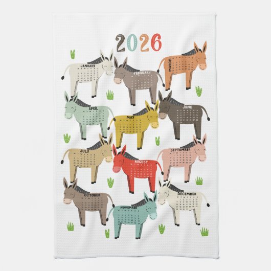 Linge De Cuisine 2026 Calendrier Tons de la Terre âne (Vertical)