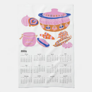 Linge De Cuisine 2026 Folk Art Cottagecore Casserole Calendrier
