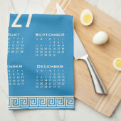Linge De Cuisine 2027 Calendar, Greek Fret, Cosmic Latte on Blue (Quart Plié)