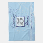 Linge De Cuisine 25e anniversaire en bleu et argent (Vertical)