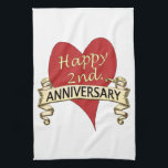 Linge De Cuisine 2ème. Anniversaire<br><div class="desc">Un coeur rouge et un ruban d'or pour célébrer un 2ème. anniversaire</div>
