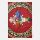 Linge De Cuisine [300] Rosy Cross (Croix Rose) sur Red & Gold (Vertical)