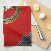 Linge De Cuisine [300] Rosy Cross (Croix Rose) sur Red & Gold (Quart Plié)