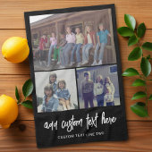 Linge De Cuisine 3 Collage photo avec texte de script - noir blanc