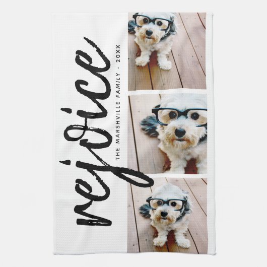 Linge De Cuisine 3 Collage photo - Joyeux Noël moderne Rejoice (Vertical)