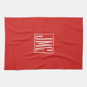 Linge De Cuisine 3 Initiales Monogramme | Rouge et blanc (ou couleu (Horizontal)