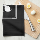 Linge De Cuisine 3 monogramme de cadre | Noir et blanc (Quart Plié)