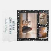 Linge De Cuisine 3 Photo Collage moderne noir blanc bleu Noël (Horizontal)