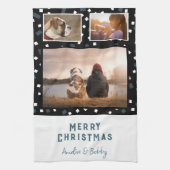 Linge De Cuisine 3 Photo Collage moderne noir blanc bleu Noël (Vertical)