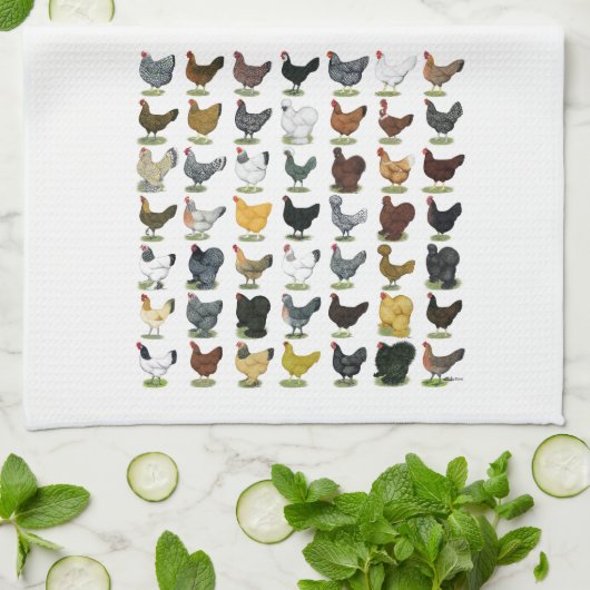 Linge De Cuisine 49 poules de poulet (Plié)