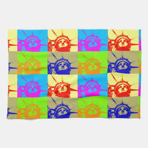 Linge De Cuisine 4 Couleur Pop Art Lady Liberty