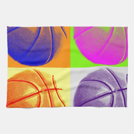 Linge De Cuisine 4 couleurs Pop Art Basketball (Horizontal)