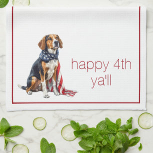Linge De Cuisine 4 juillet Patriotic Hound Dog Personnalisé