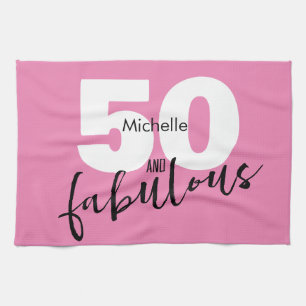 Linge De Cuisine 50 et cadeau fabuleux 50e fête d'anniversaire rose