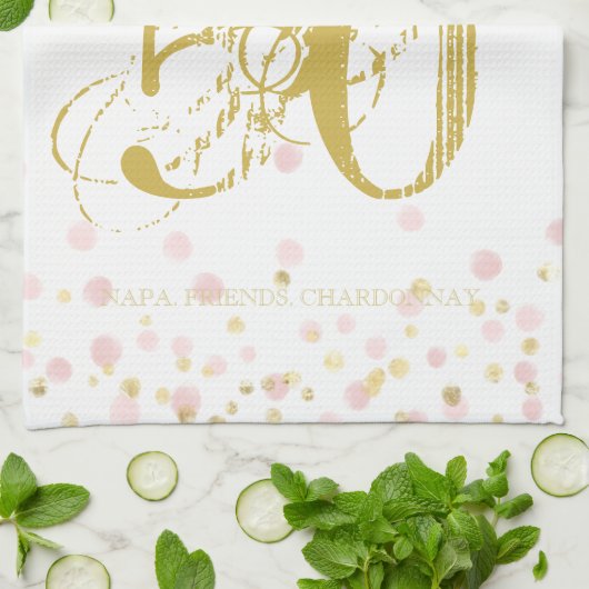 Linge De Cuisine 50 & Fabuleux Points Rose & Or (Plié)