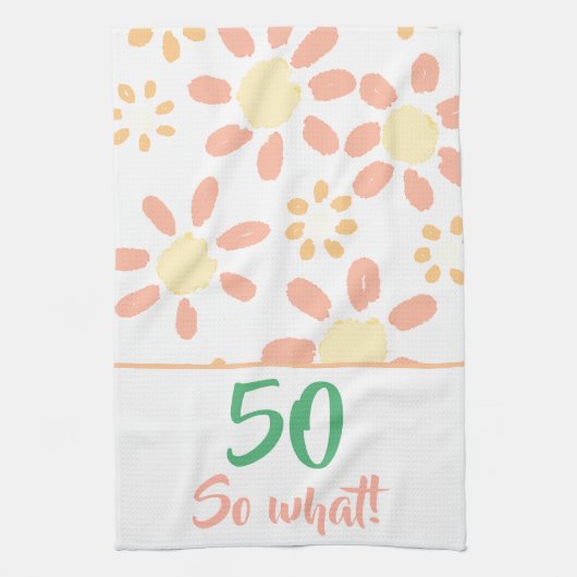Linge De Cuisine 50e anniversaire Orange Funny Aquarelle Flower (Vertical)
