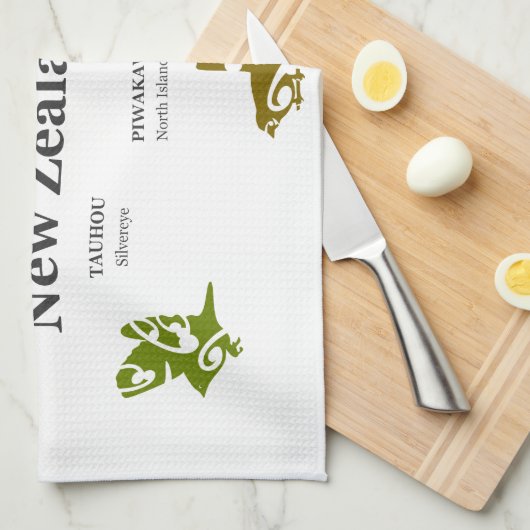 Linge De Cuisine 6 oiseaux néo-zélandais (Quart Plié)