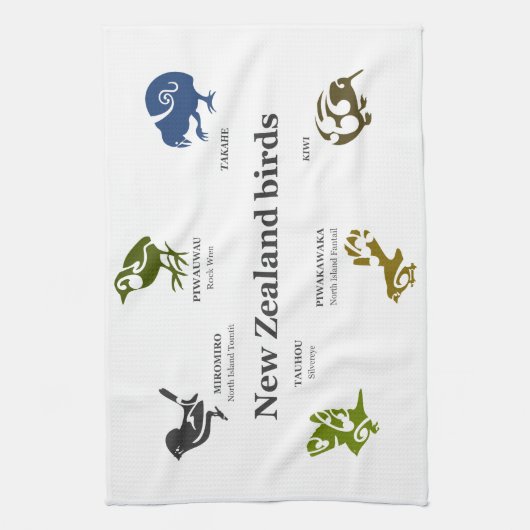 Linge De Cuisine 6 oiseaux néo-zélandais (Vertical)