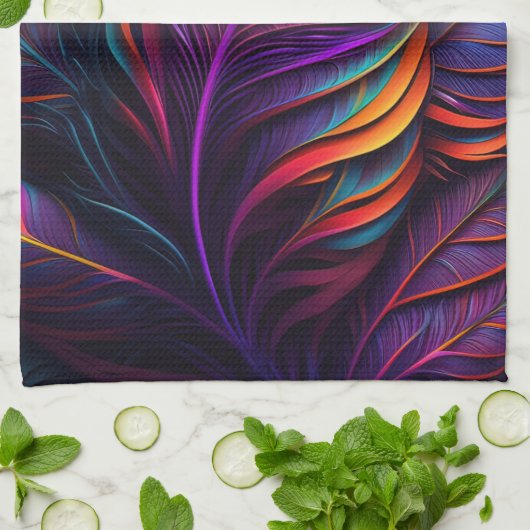 Linge De Cuisine 70s 60s Psychedelic Feathers  (Plié)