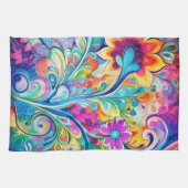 Linge De Cuisine 70s 60s Psychedelic Hippy Retro Hip (Horizontal)