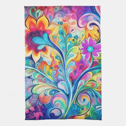 Linge De Cuisine 70s 60s Psychedelic Hippy Retro Hip (Vertical)