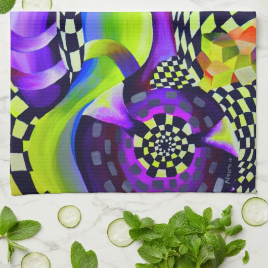 Linge De Cuisine 80 s Art Deco Geometric Pattern (Plié)