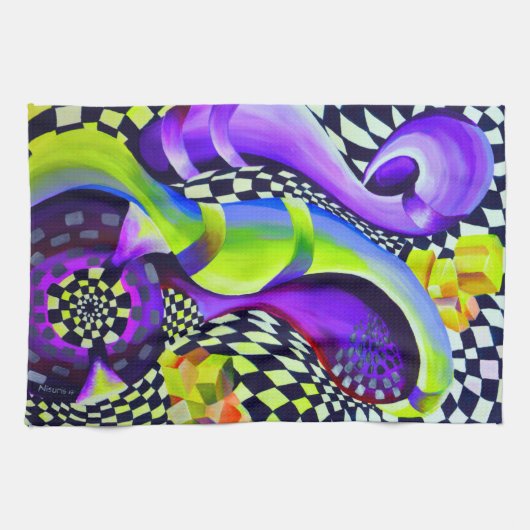 Linge De Cuisine 80 s Art Deco Geometric Pattern (Horizontal)