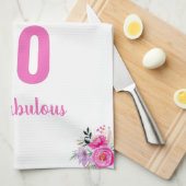 Linge De Cuisine 80e anniversaire rose floral unique (Quart Plié)