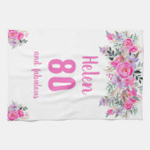 Linge De Cuisine 80e anniversaire rose floral unique (Horizontal)