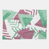 Linge De Cuisine 80s Abstraits frais | Motif de formes rose et vert (Horizontal)