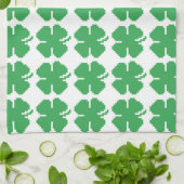 Linge De Cuisine 8 bits Pixel Lucky Four Leaf Clocher (Plié)