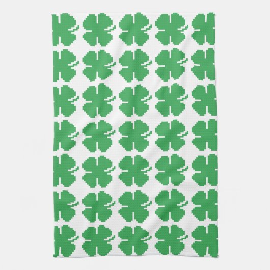 Linge De Cuisine 8 bits Pixel Lucky Four Leaf Clocher (Vertical)