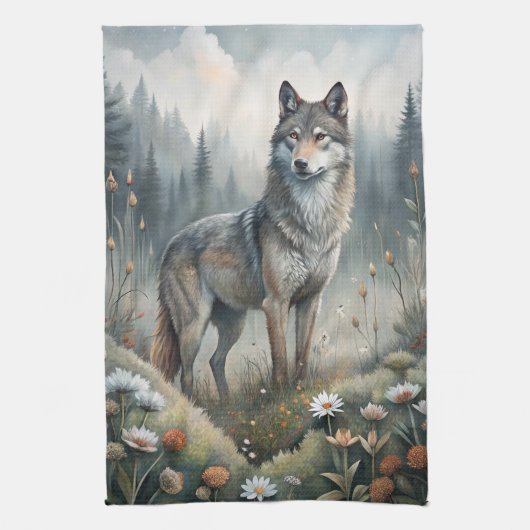 Linge De Cuisine A Beautiful Forest Wolf (Vertical)