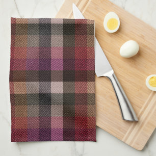 Linge De Cuisine À carreaux rouge, gris et framboise texturés.