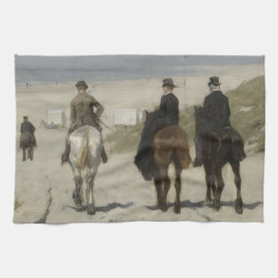 Linge De Cuisine À cheval tour le long des beaux-arts de plage