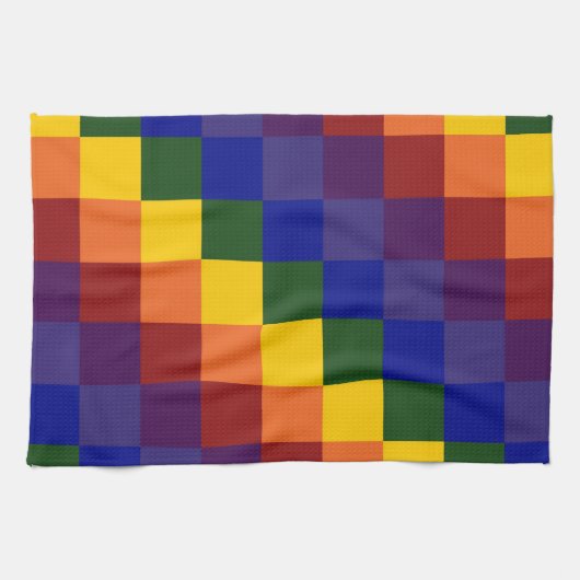 Linge De Cuisine à damiers arc-en-ciel (Horizontal)