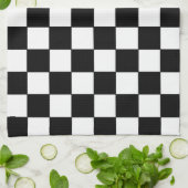 Linge De Cuisine à damiers blanc et noir (Plié)